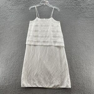 Crea Concept Dress Womens 6 White Linen Blend Relaxed Sundress Shift
